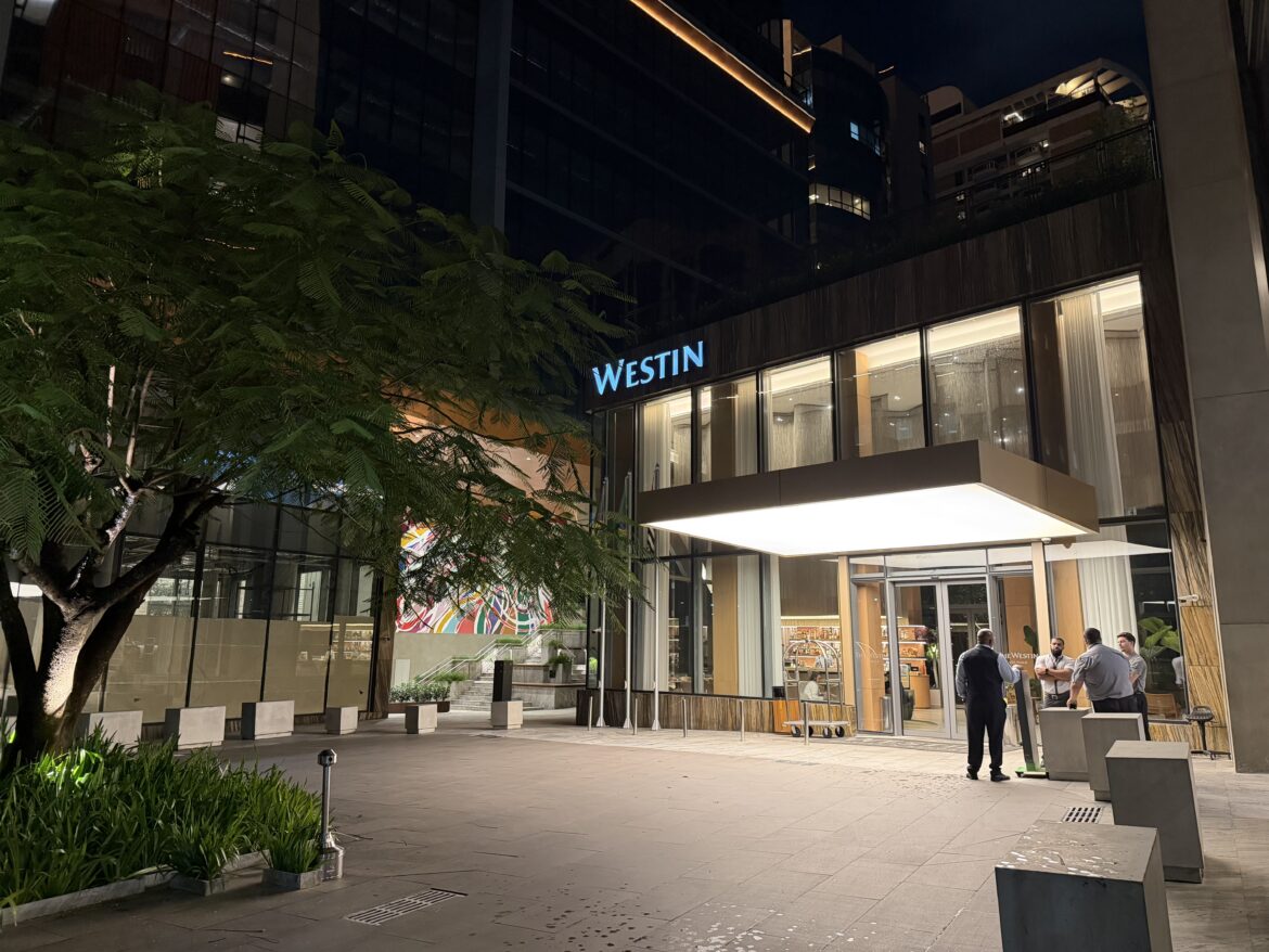 a group of people outside a building