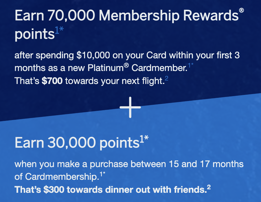 Amex Plat sign-up bonus