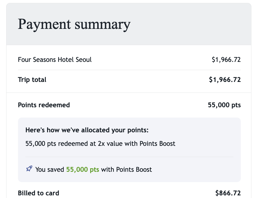 a screenshot of a payment summary