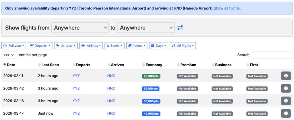 seats.aero Routes feature