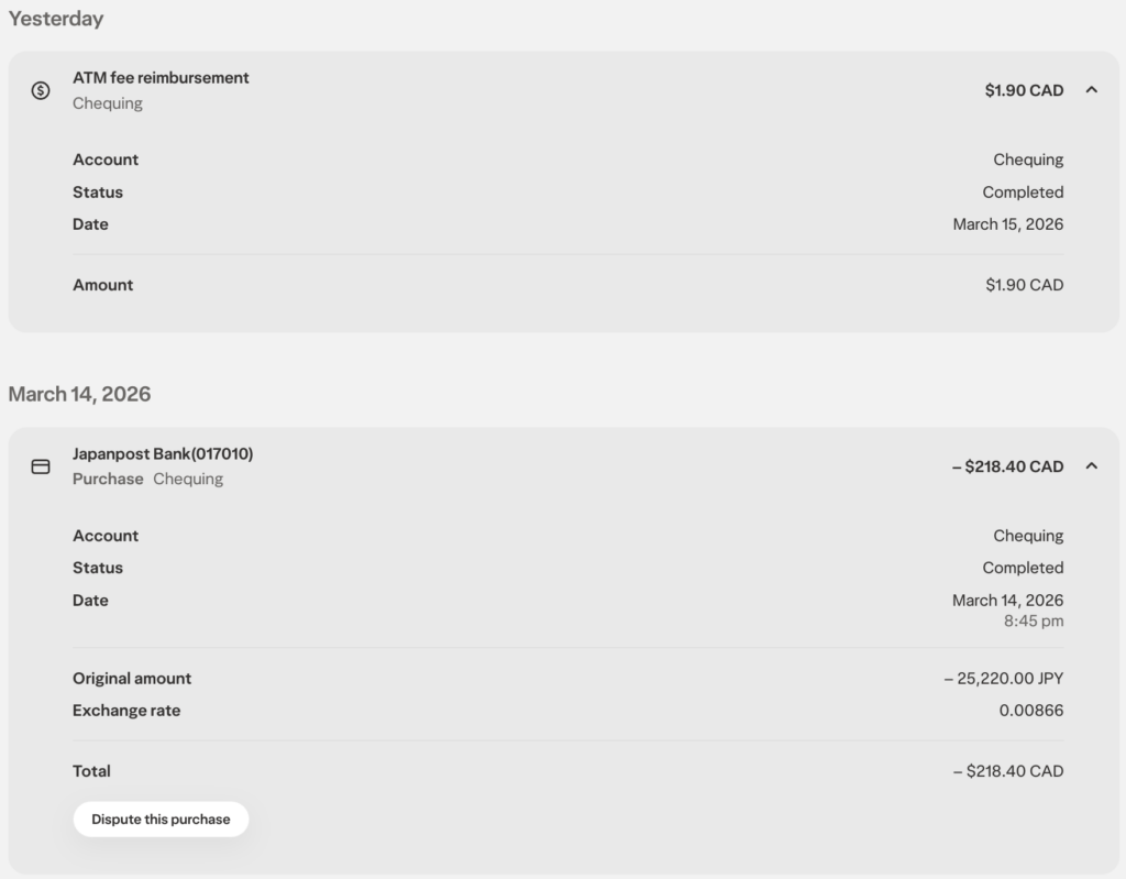 wealthsimple atm reimbursement
