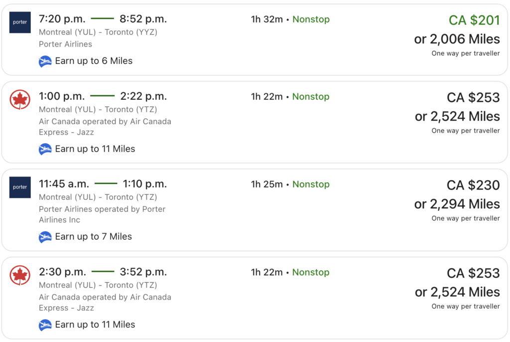 air miles travel redemptions