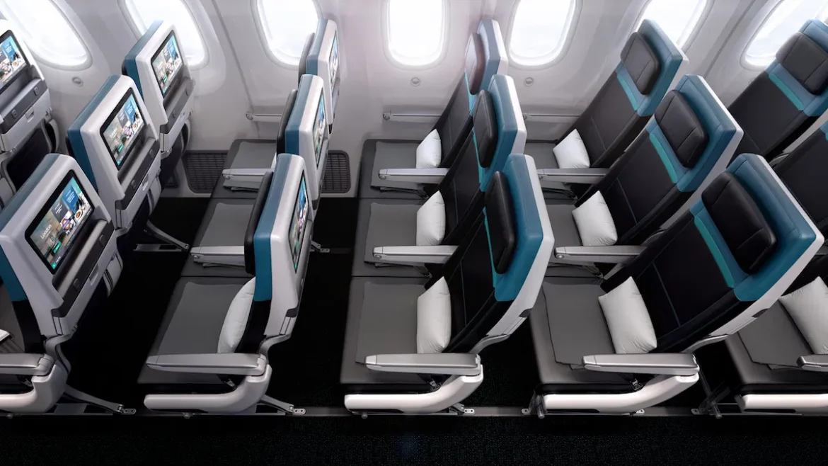 a row of seats in an airplane