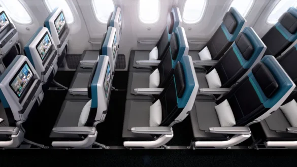 a row of seats in an airplane