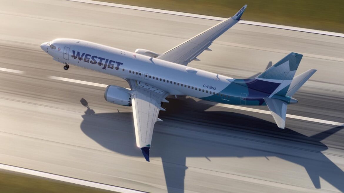 WestJet plane on runway