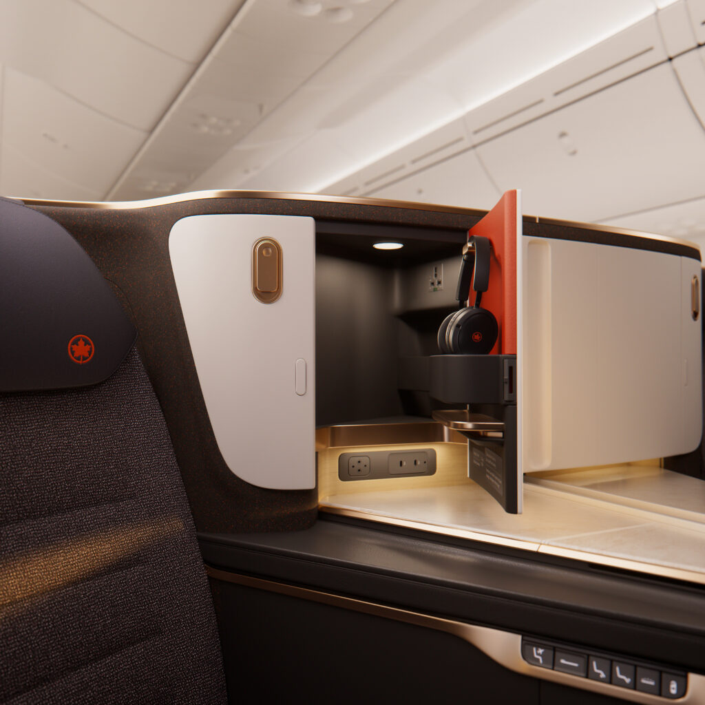 an empty seat with a door open