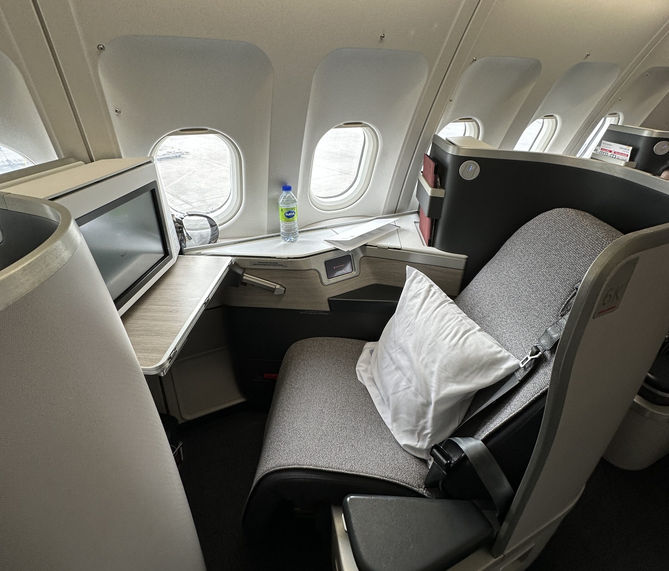 a seat in an airplane