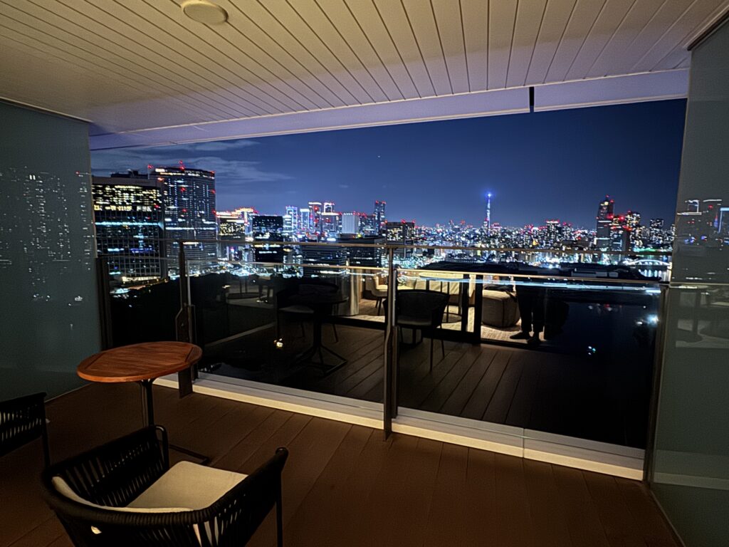 a view of a city from a balcony