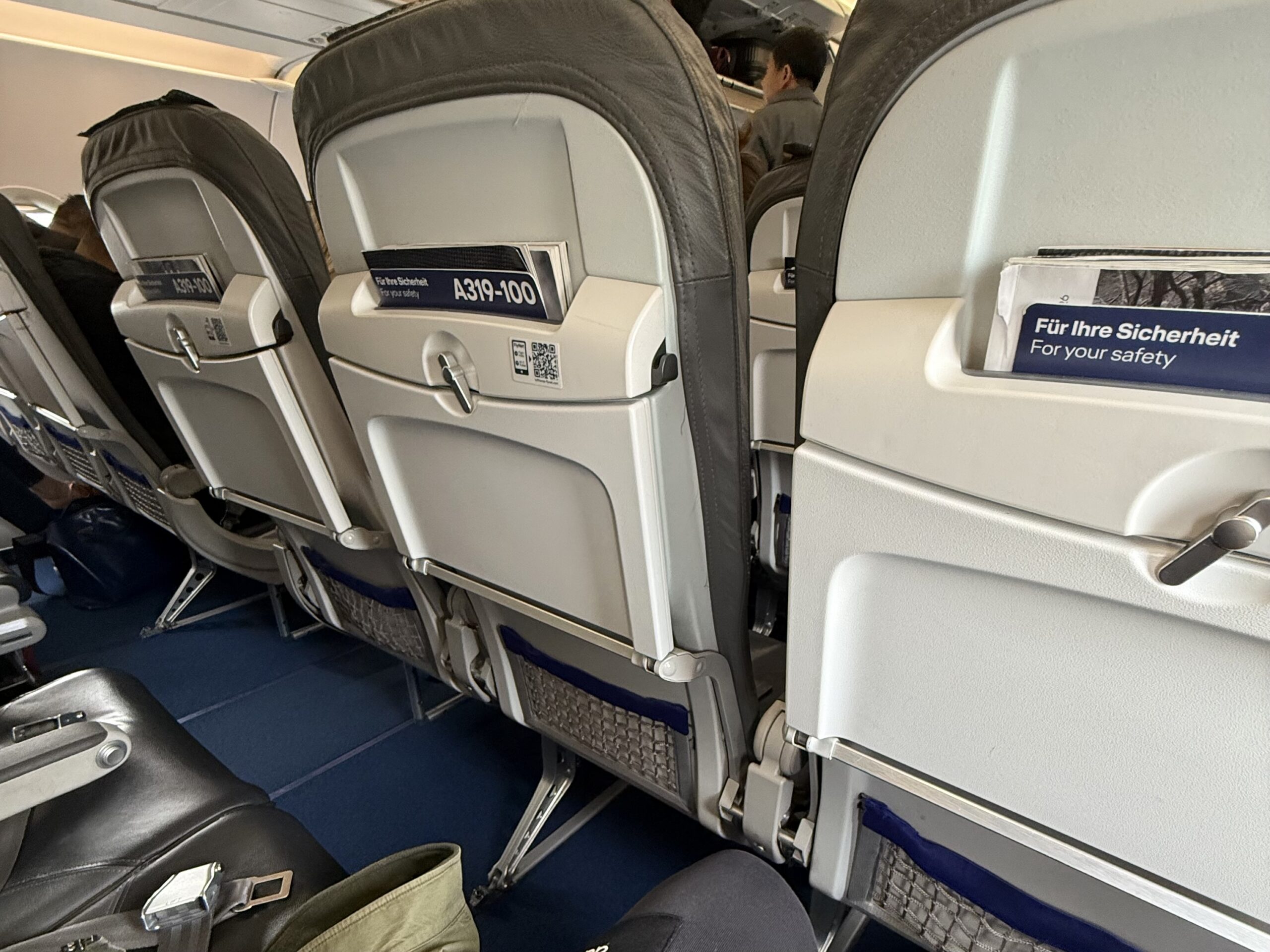 a row of seats in an airplane