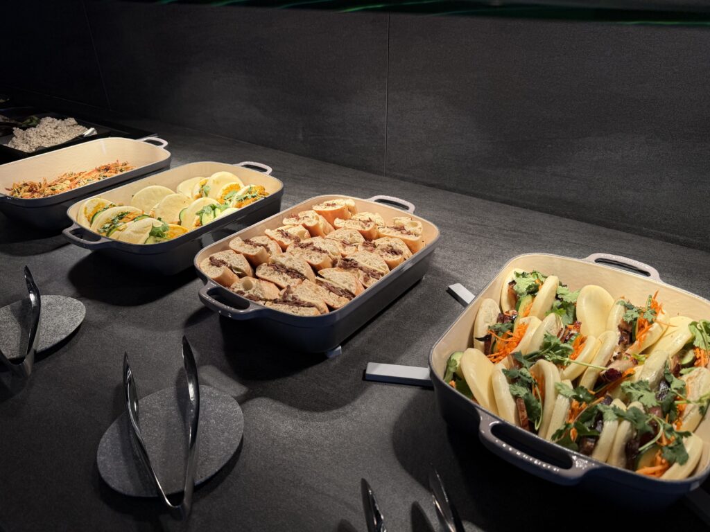 Connections', by Kelly Cannell a group of pans of food