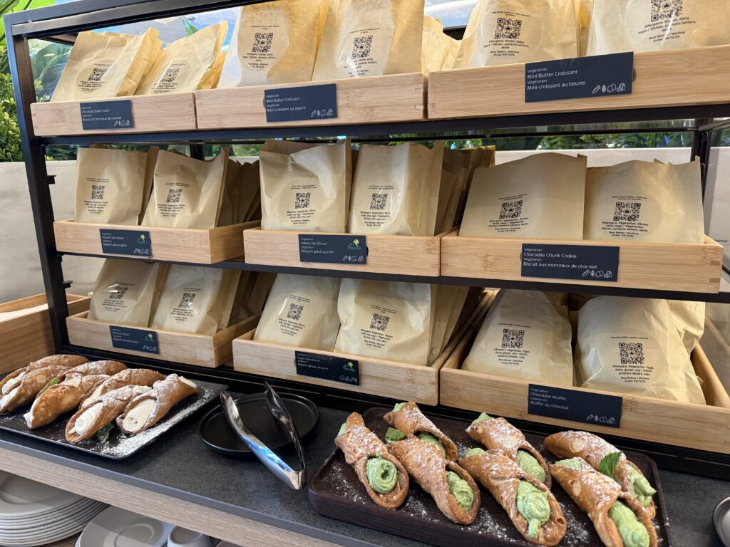 Air Canada Cafe YVR C50 a shelf with food on it