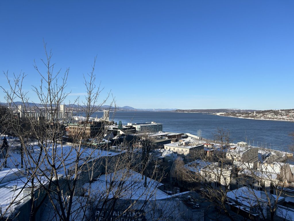 a city next to a body of water