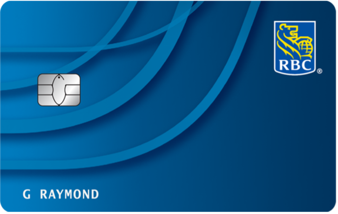 a blue credit card with white lines and a symbol