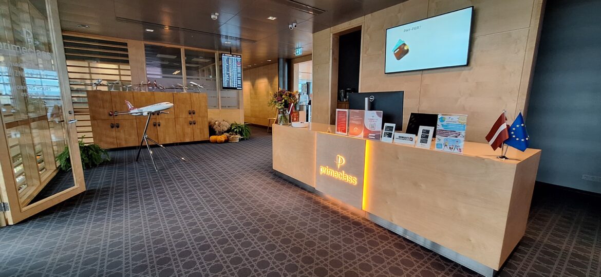 a reception desk in a building