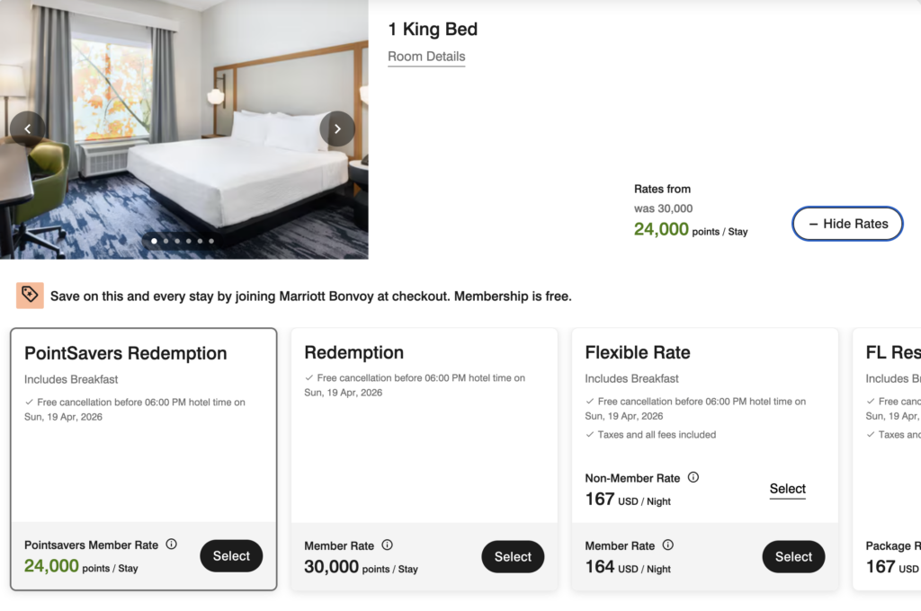 Marriott Pointsavers screenshot