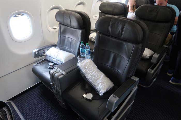 a close-up of a seat on an airplane