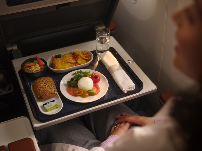 a tray with food on it