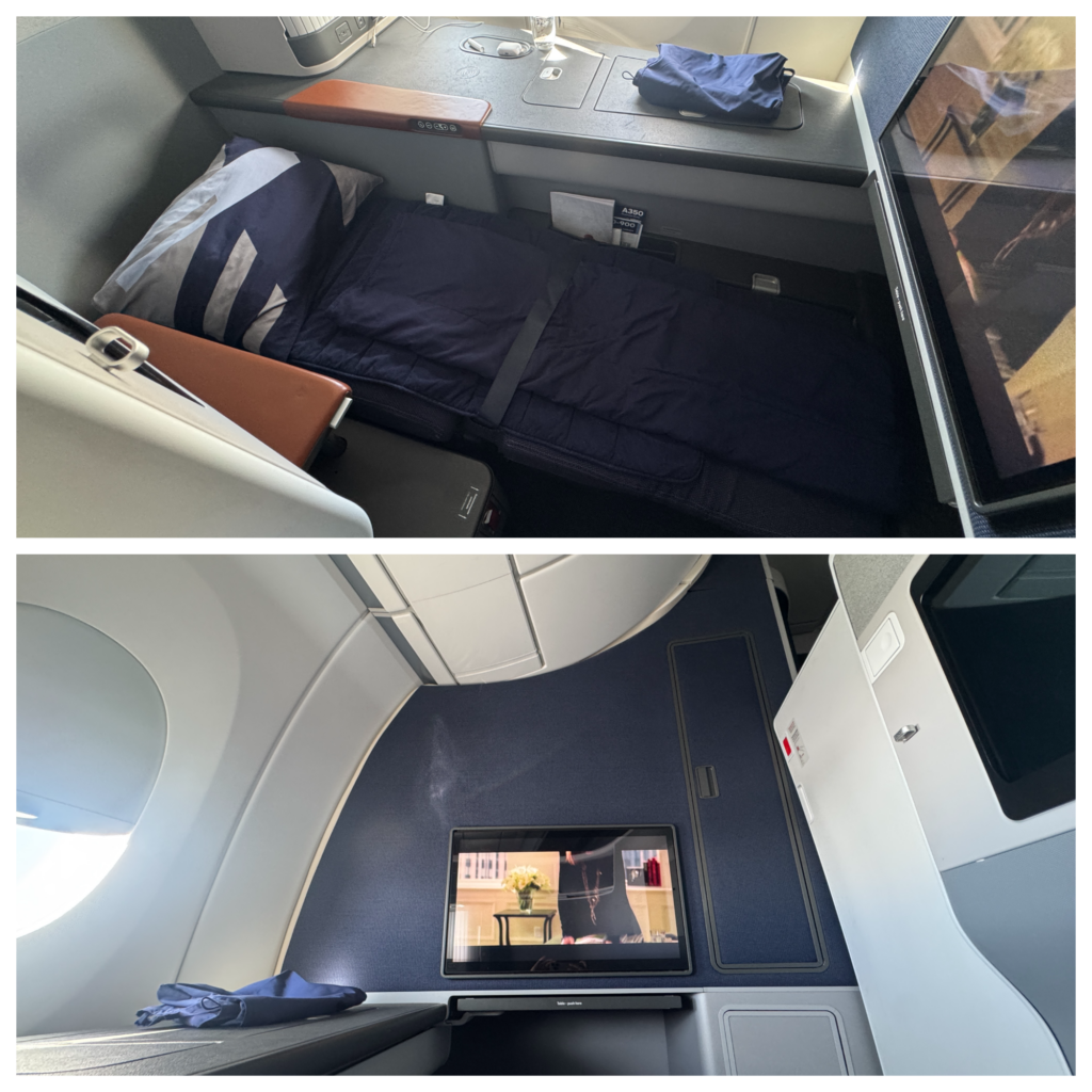 a bed in an airplane