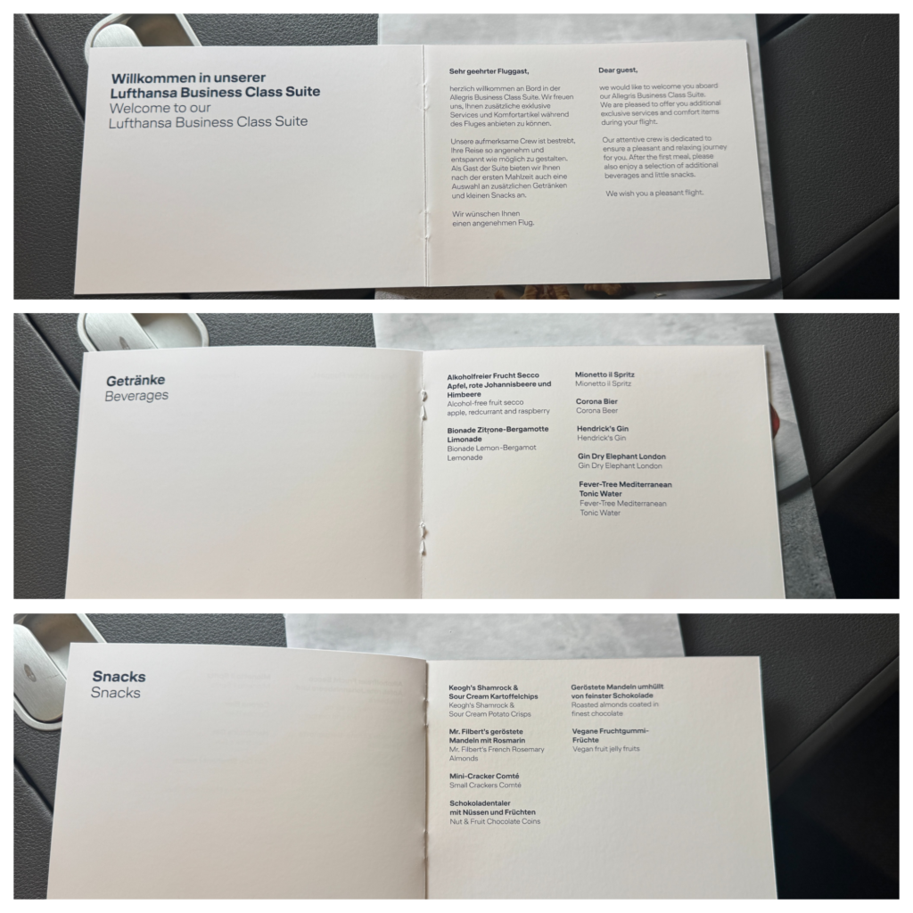 Lufthansa Allegris Business Suite exclusive items