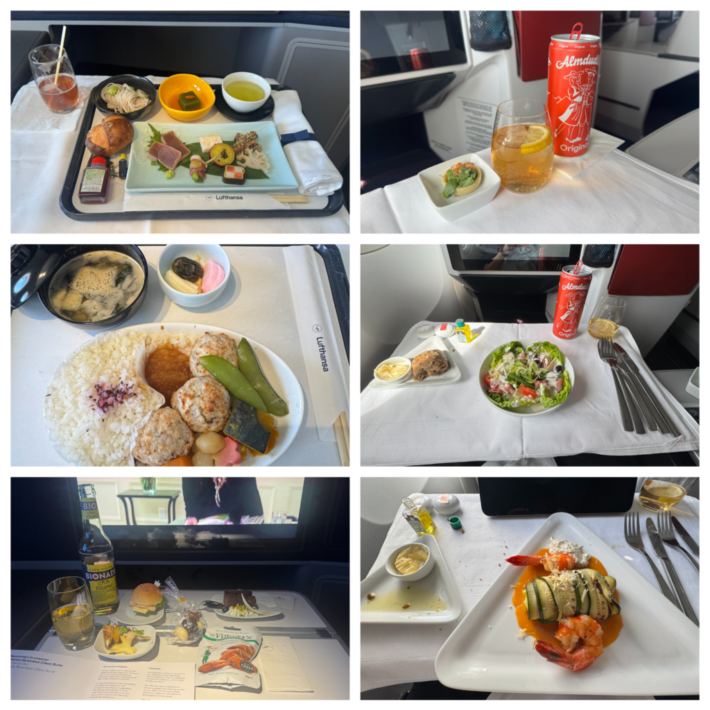 a collage of food on a table