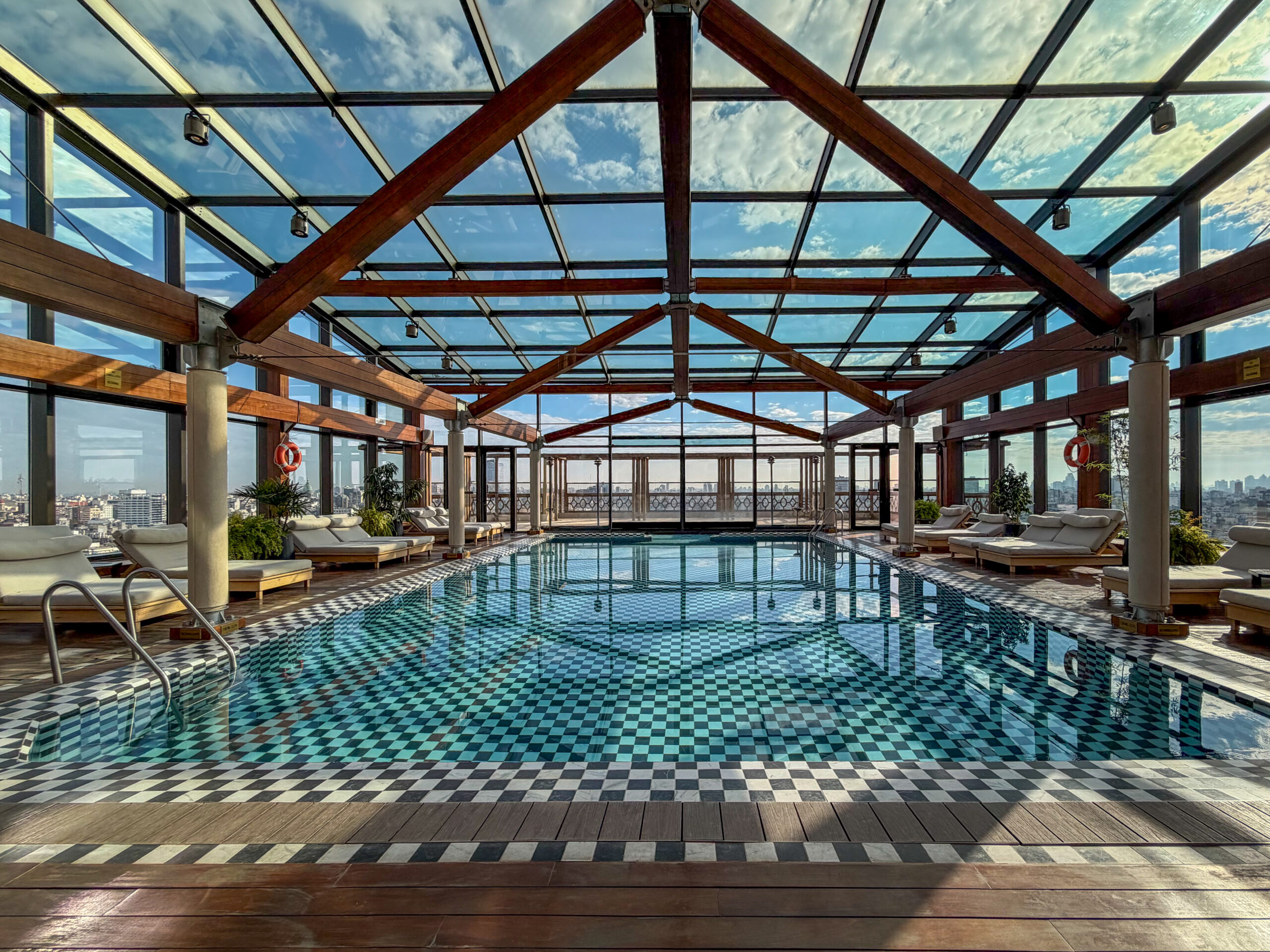 a pool inside a building