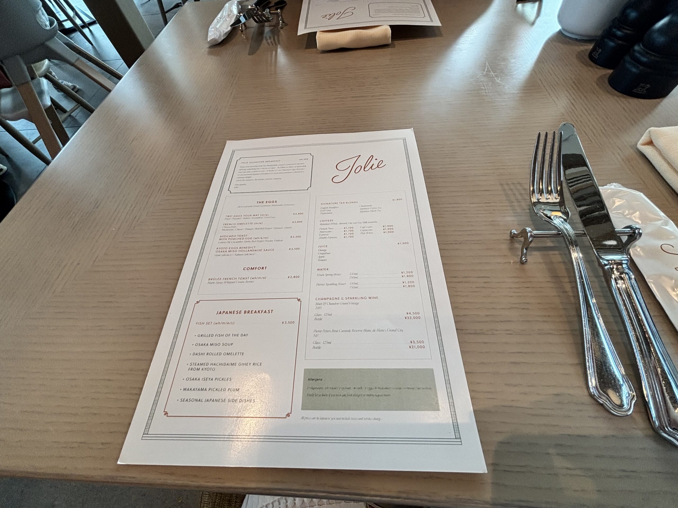 Jolie Brasserie - Breakfast Menu