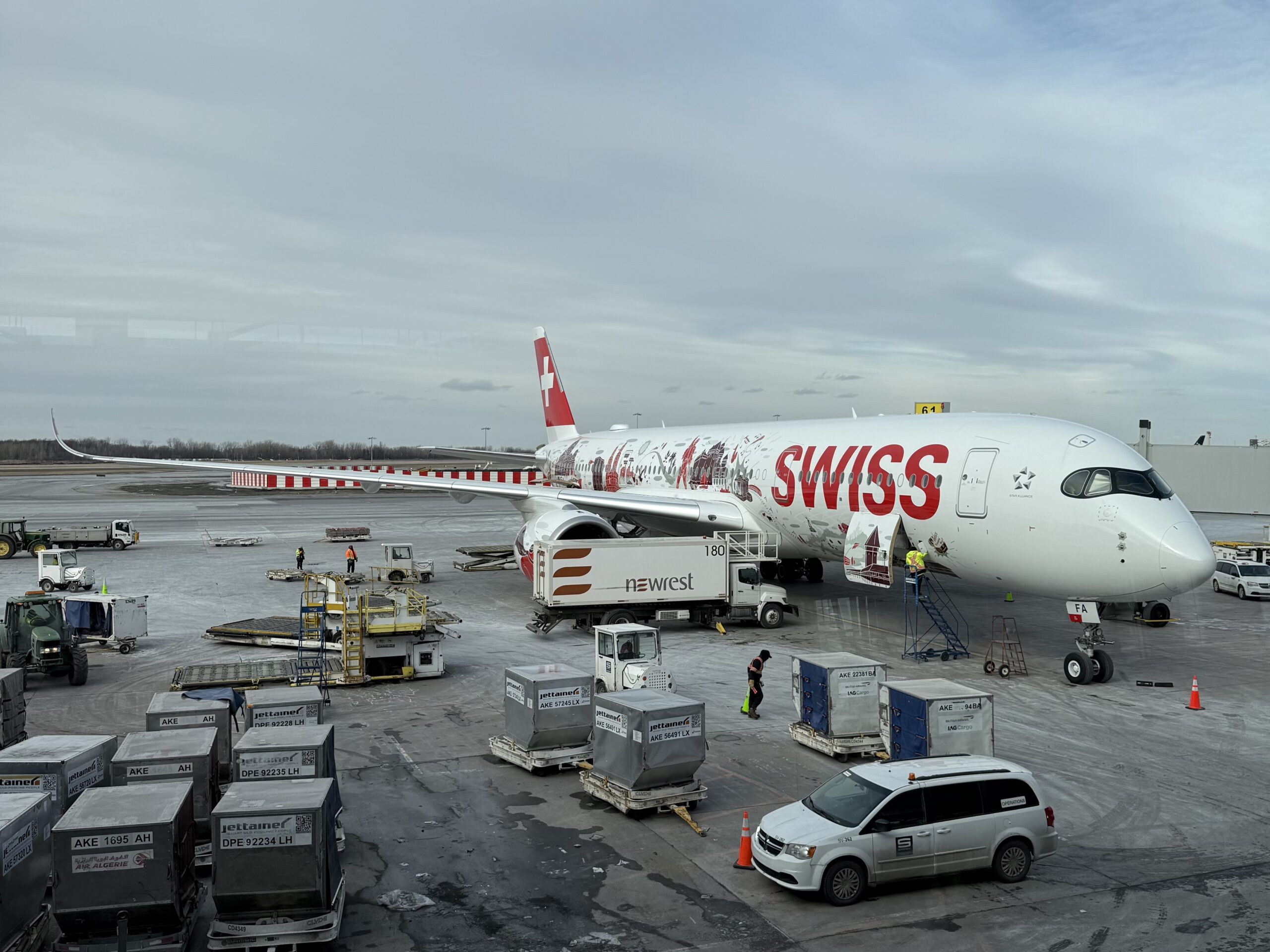 a plane parked on a tarmac