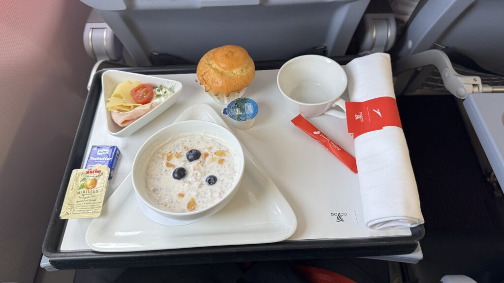 a tray with food on it