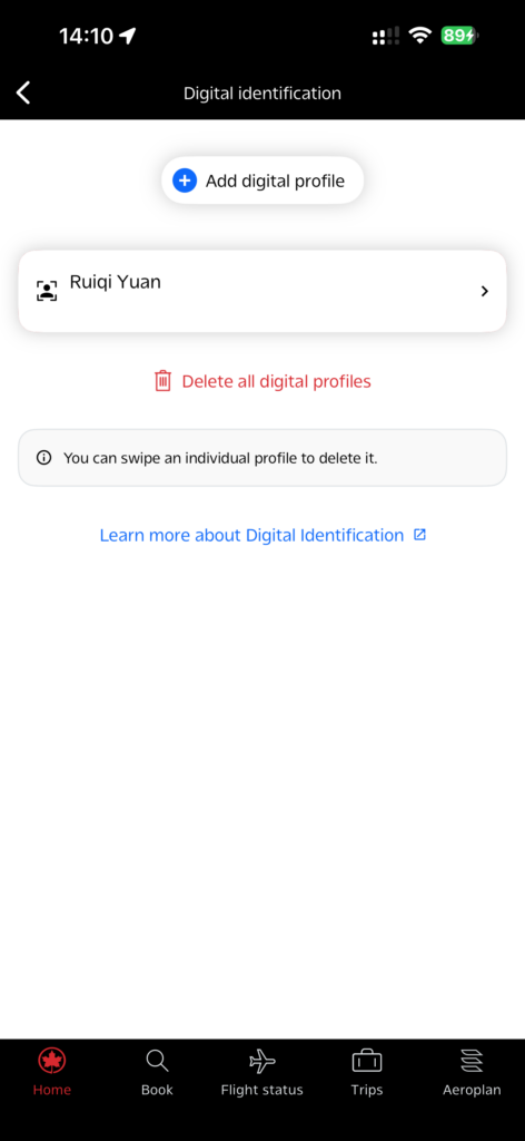 Air Canada app