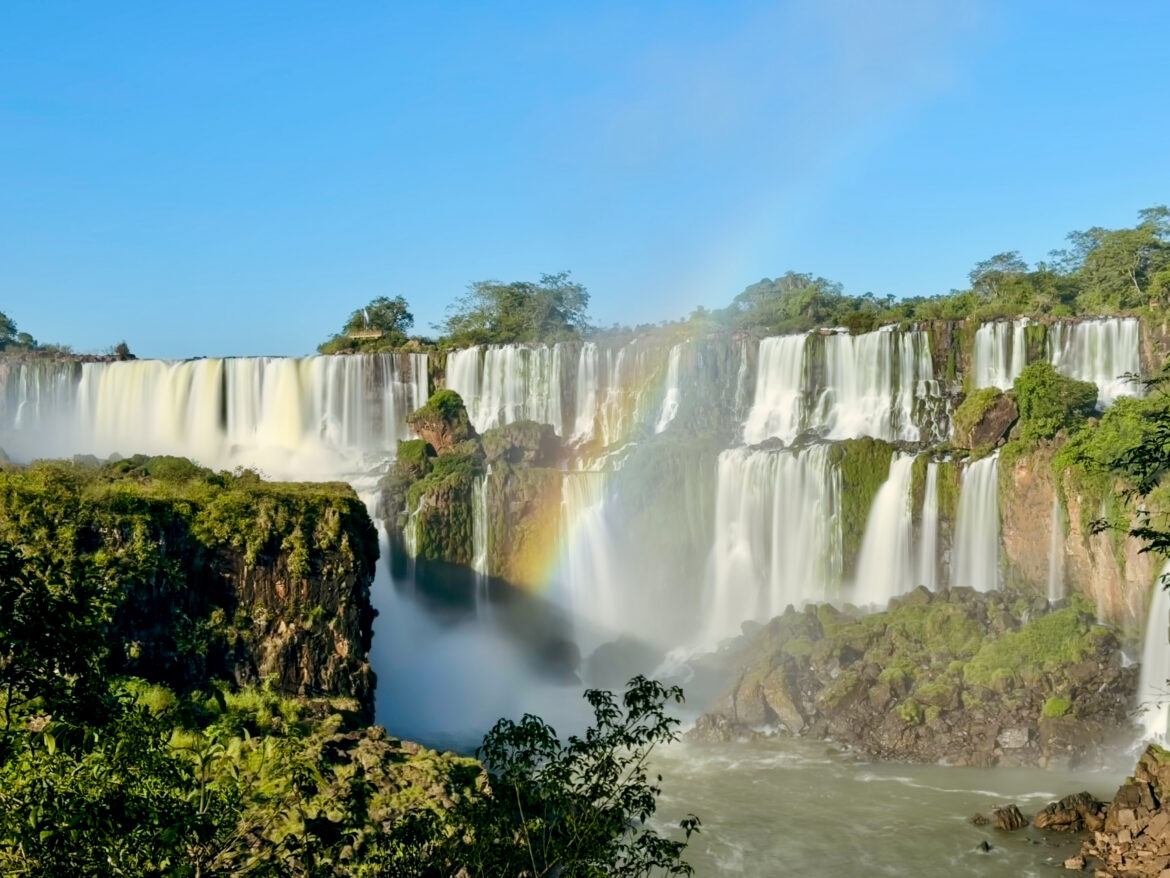 Iguazu Falls with a rainbow