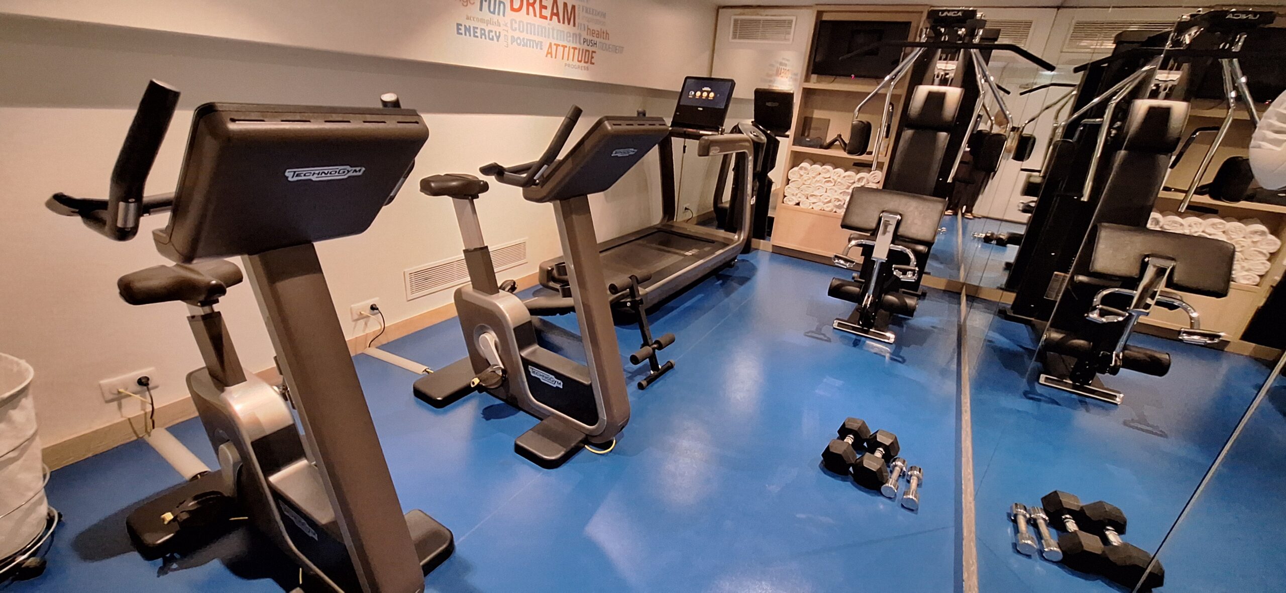 a gym with exercise equipment
