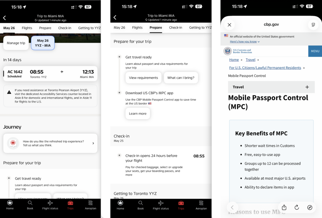 Air Canada app