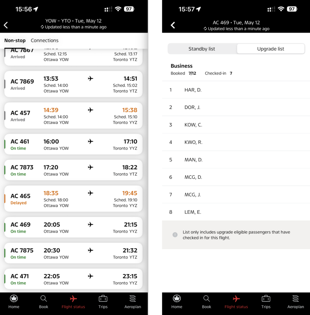 Air Canada app