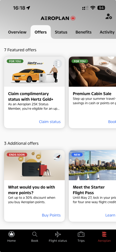 Air Canada app