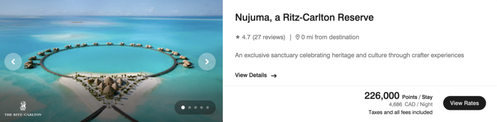 redeem Marriott points at Nujuma