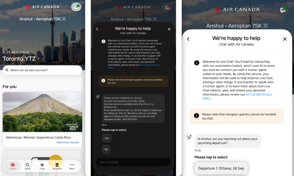 Air Canada app