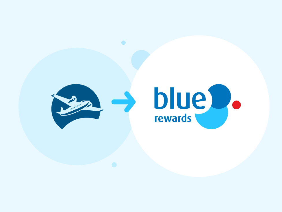 a logo of an airplane and a blue circle with a arrow pointing to it