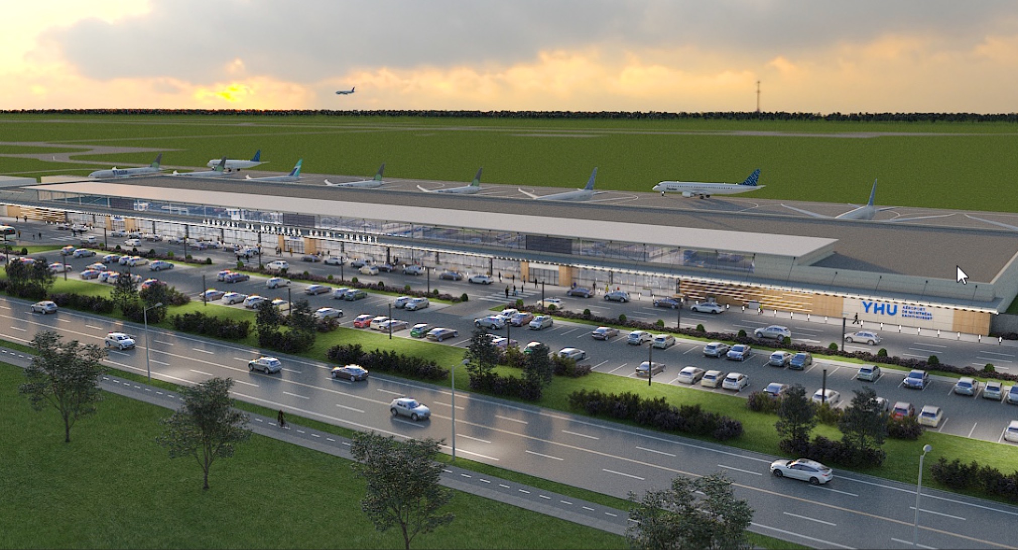 an aerial view of an airport