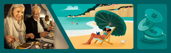 a woman sitting in a chair on a beach