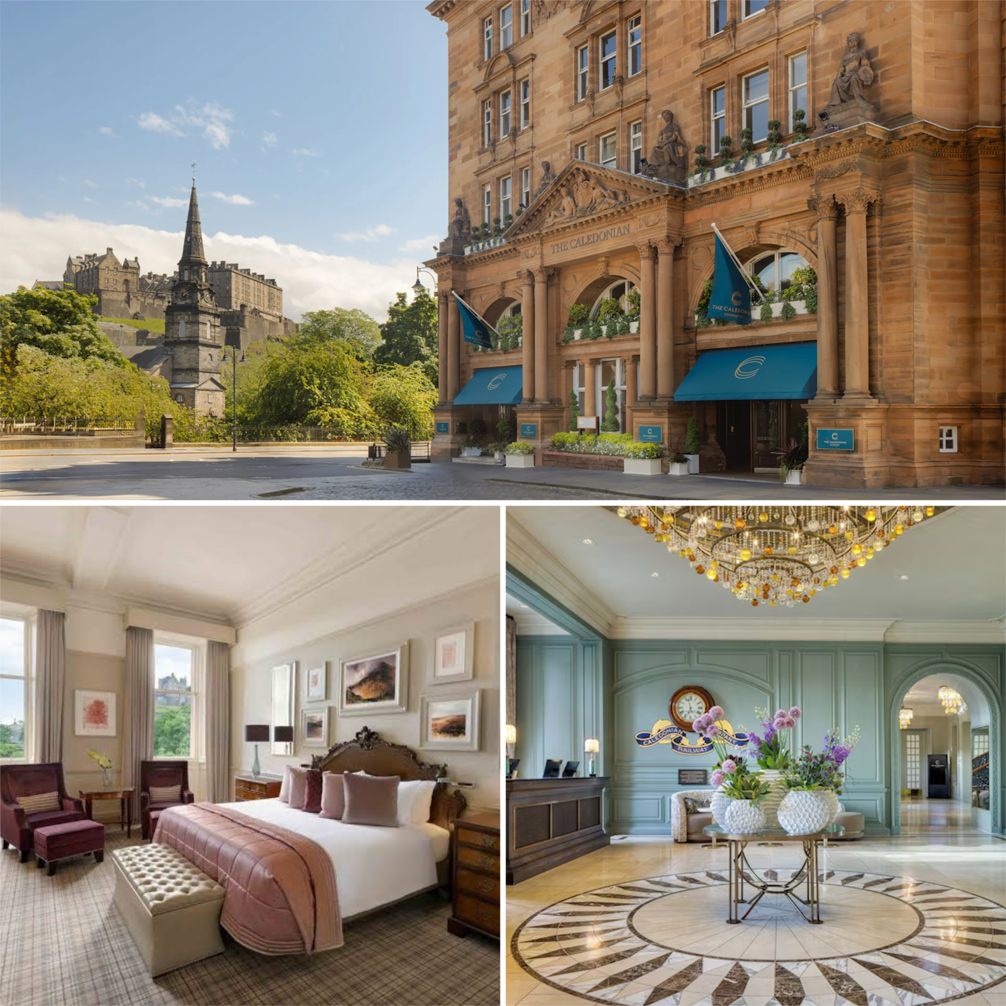 a collage of a hotel