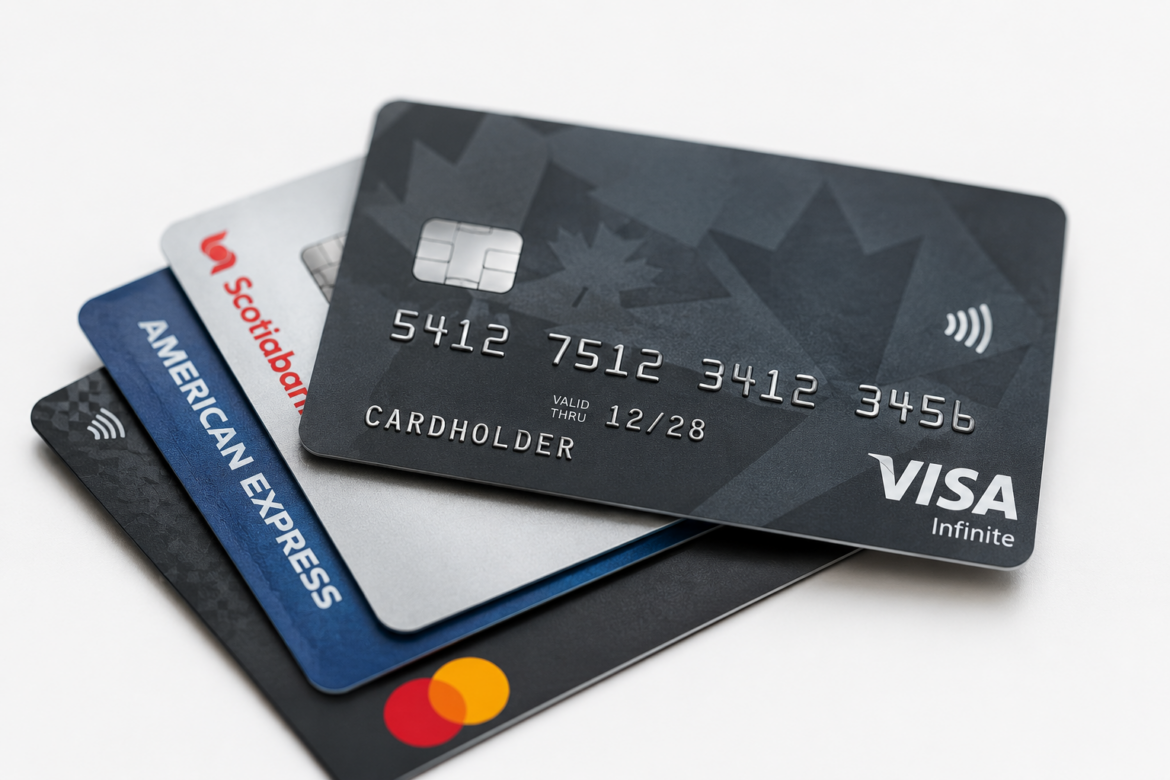 a group of credit cards