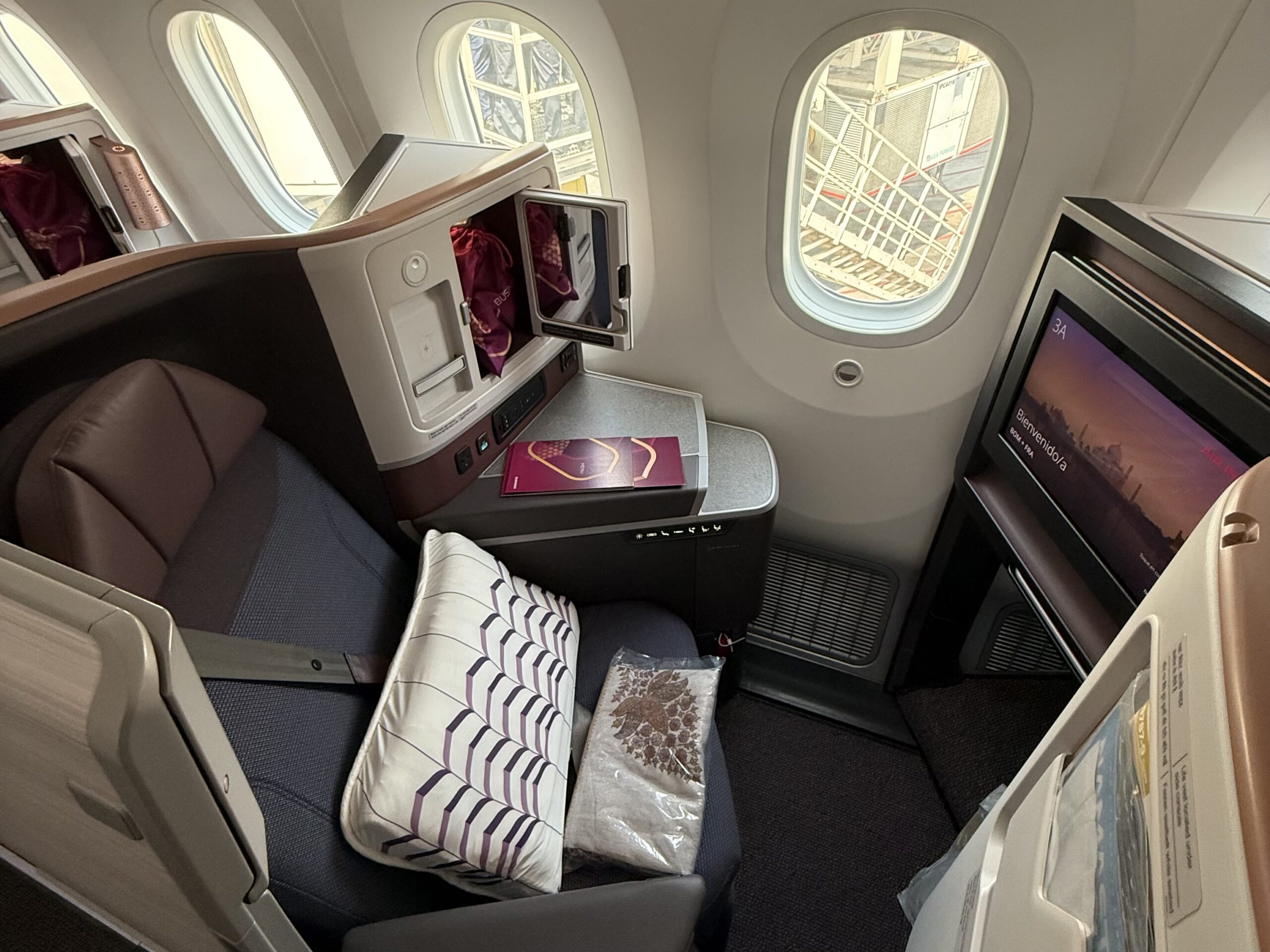 Air India 787-9 Business Class a seat in an airplane