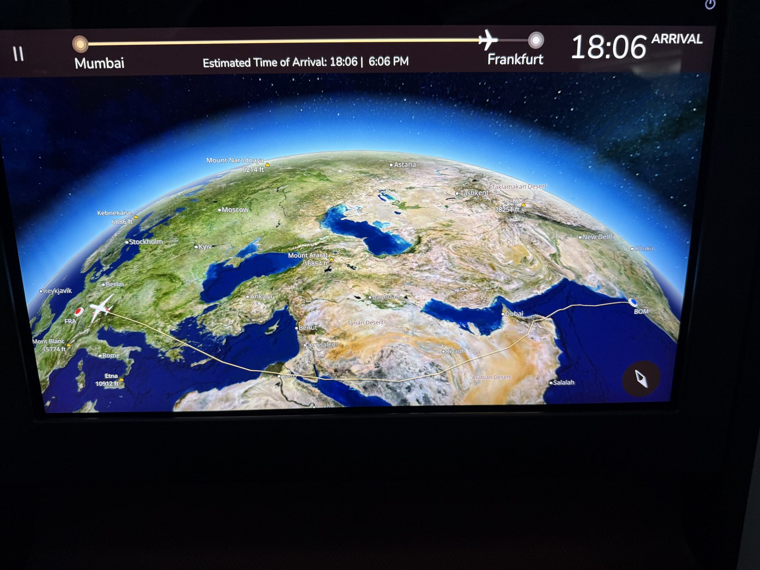 Air India 787-9 Business Class a screen shot of a planet
