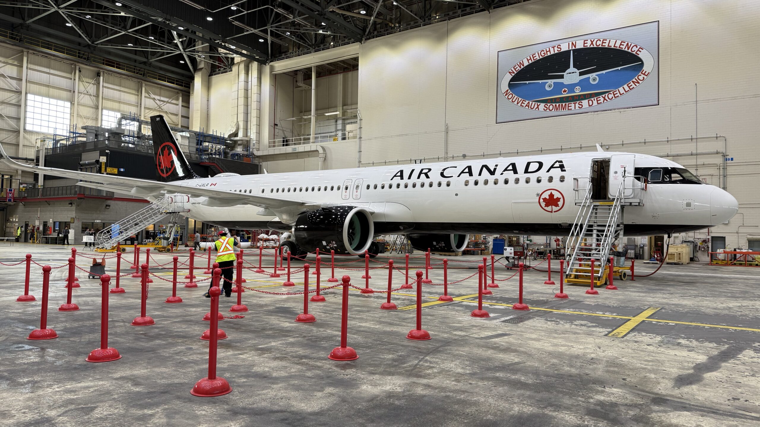 a plane in a hangar