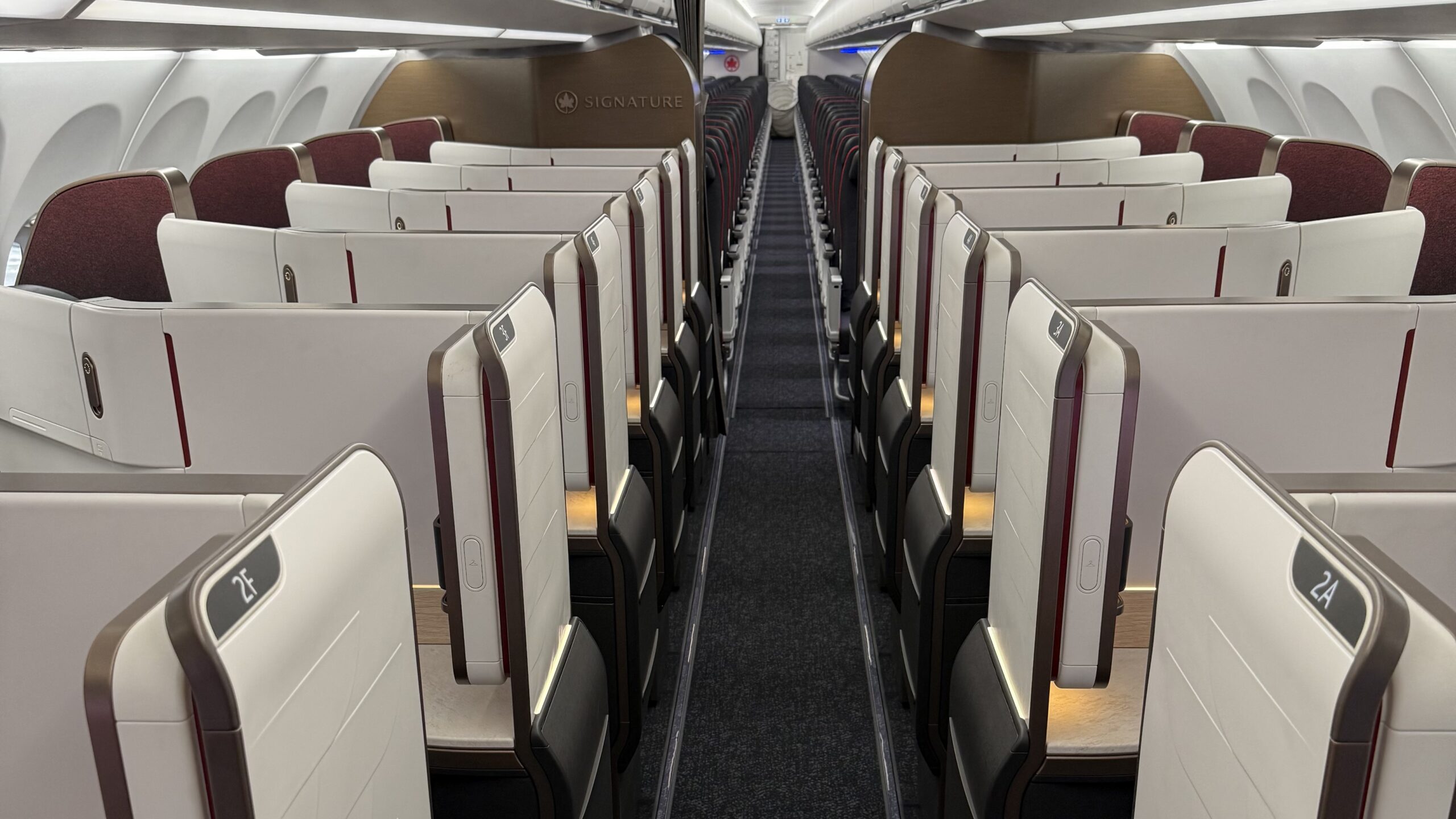 a row of seats in an airplane