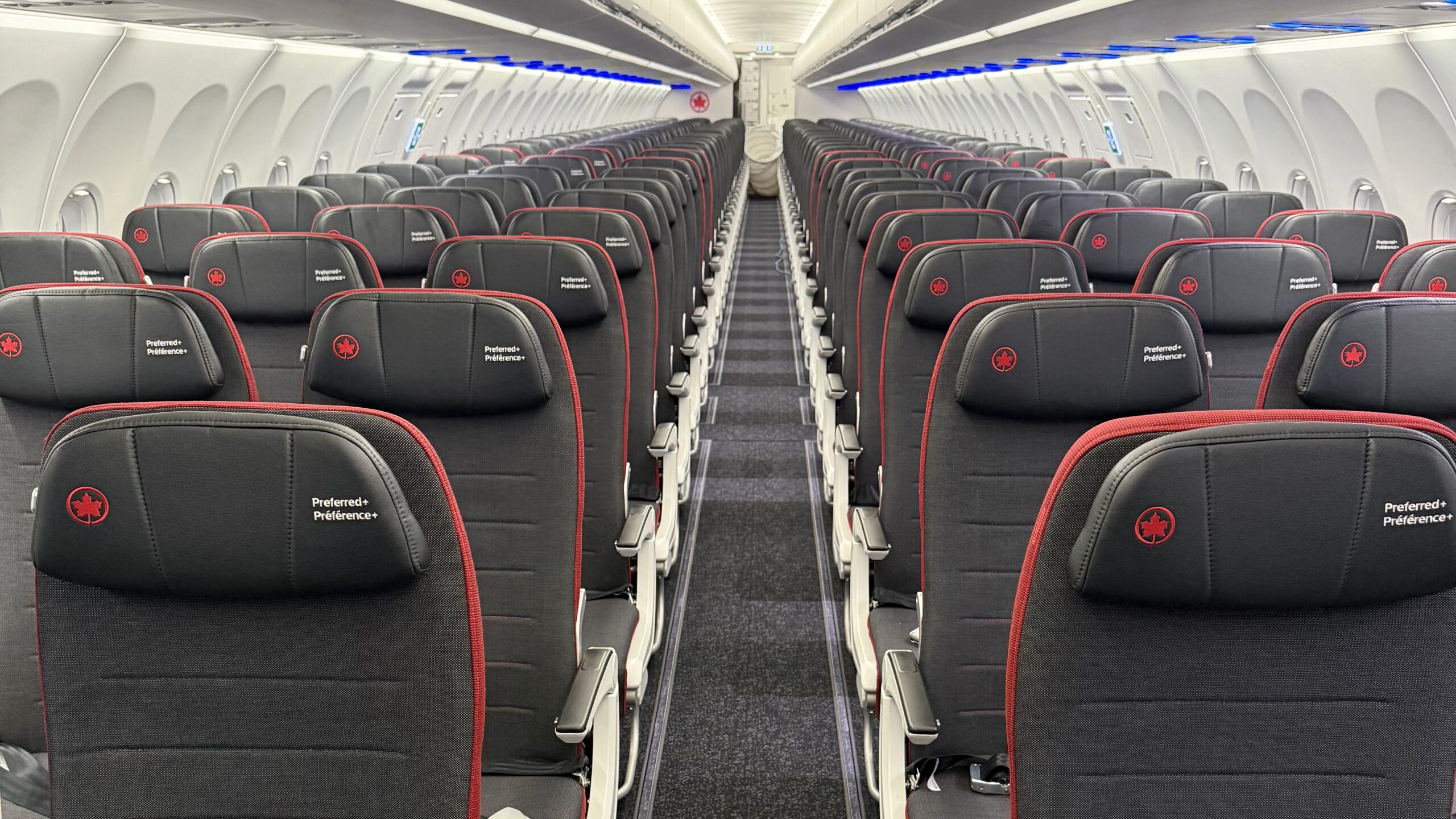 rows of seats in an airplane