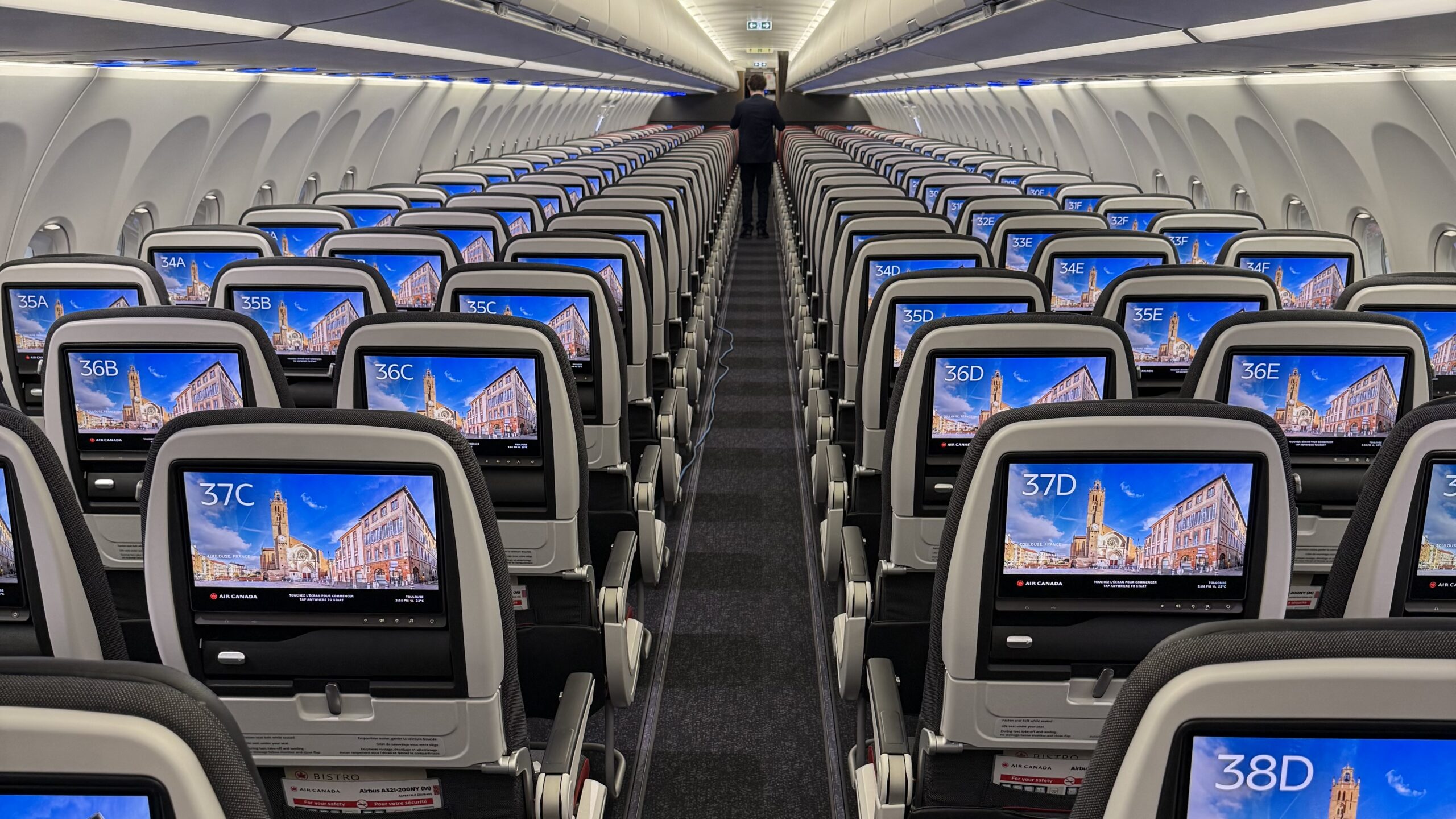 rows of seats in an airplane