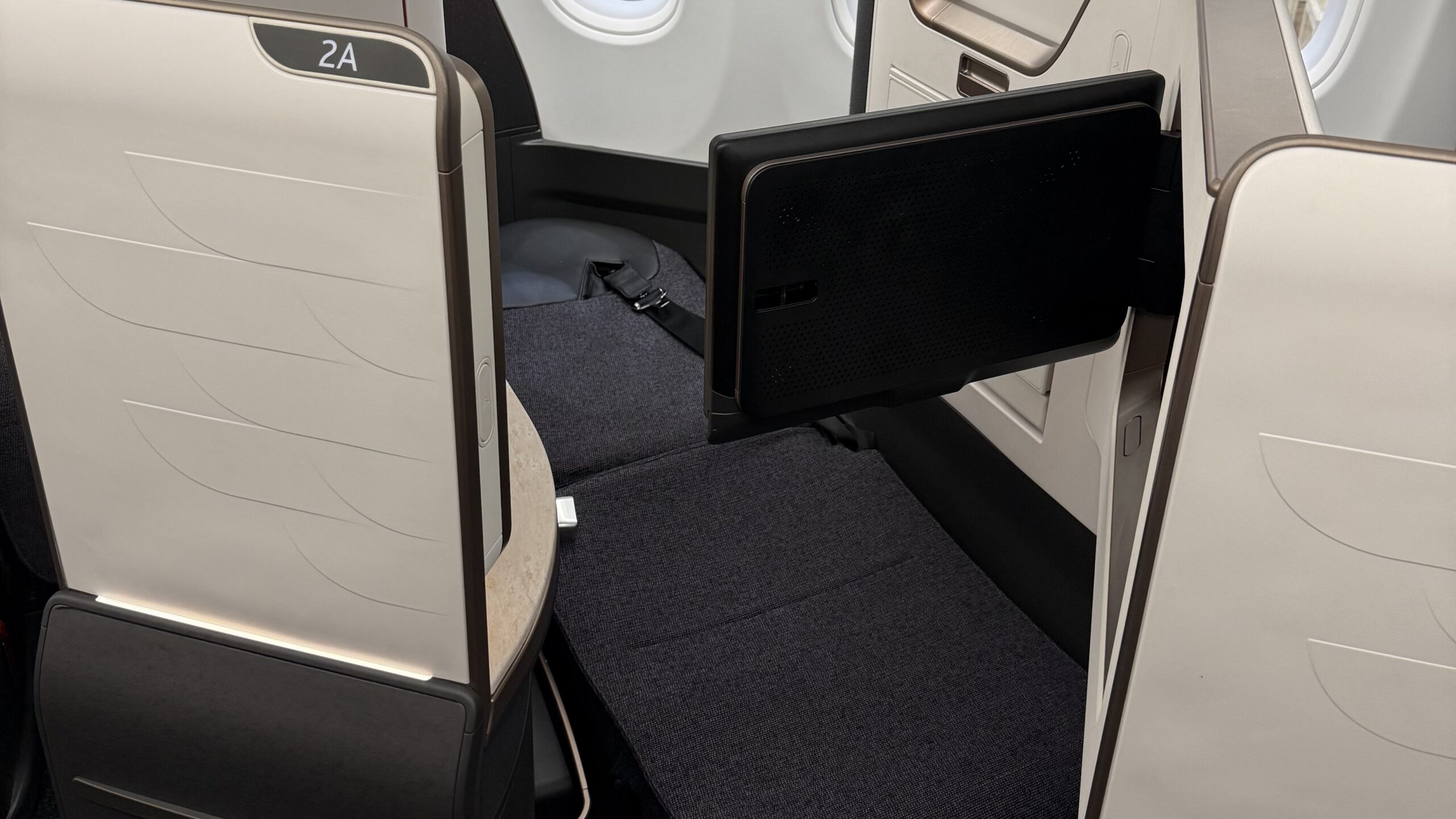 the seats in the airplane