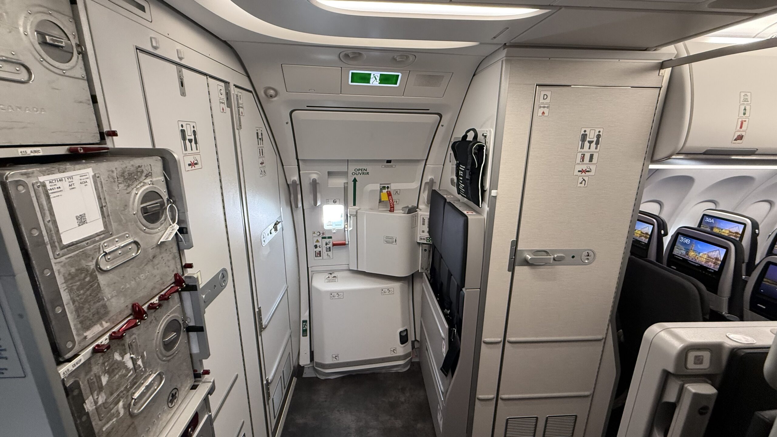 Inaugural Air Canada A321XLR a door in a plane