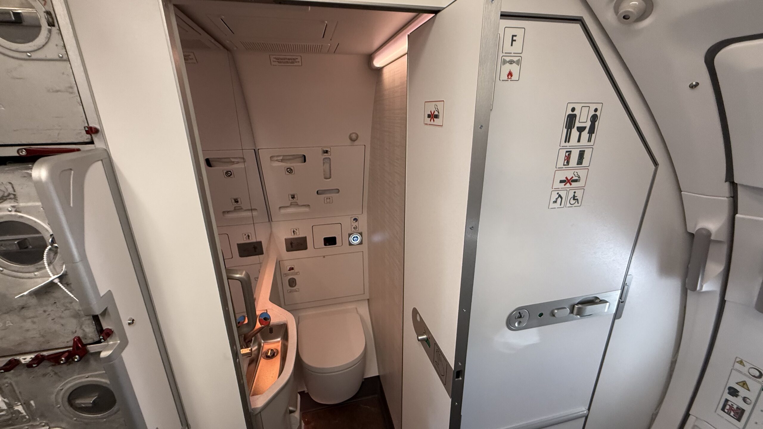 Inaugural Air Canada A321XLR a toilet in a bathroom